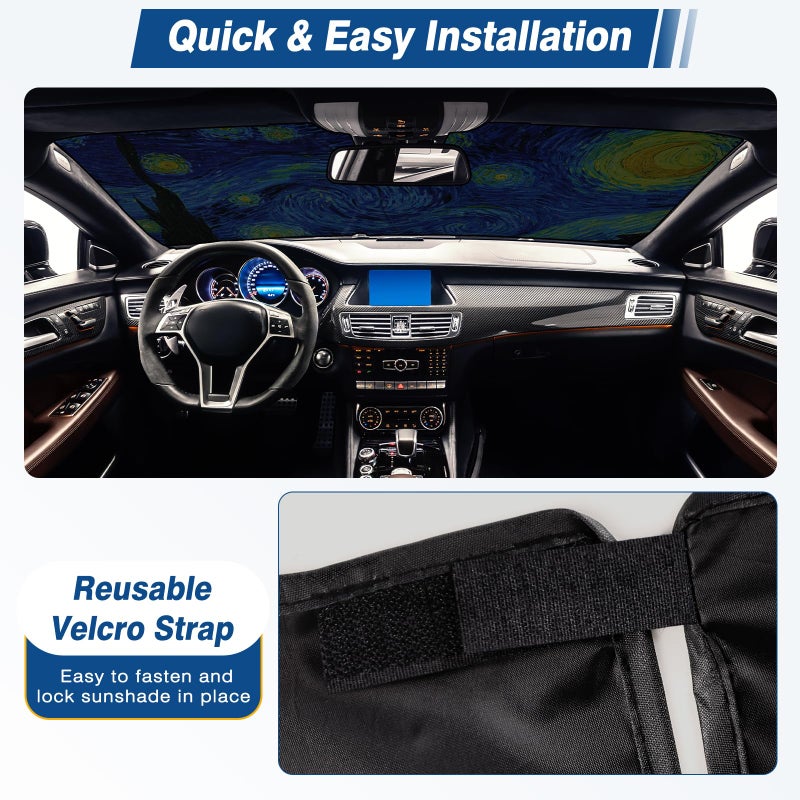 Tavaleu Windshield Sun Shade  Car Sun Shade Windshield Blocks UV Rays  Keep Car Interior Cool  Front Foldable Windshield Sunshade for Hatchback  Truck  SUV  MPV - Image 5
